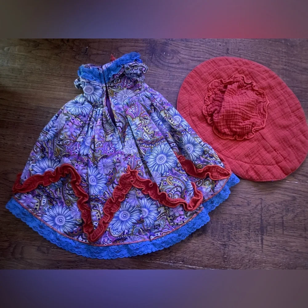 Vintage western look dress & hat for American Girl or 18 inch dolls